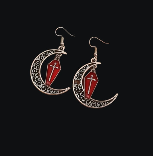Coffin moon earrings