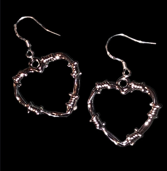 Barbed wire heart earrings