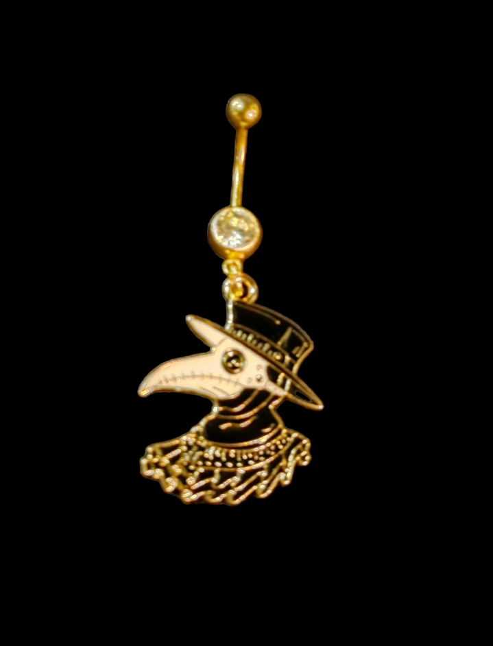 Gold plague doctor belly ring