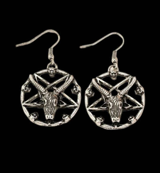 Pentagram goat skull earrings