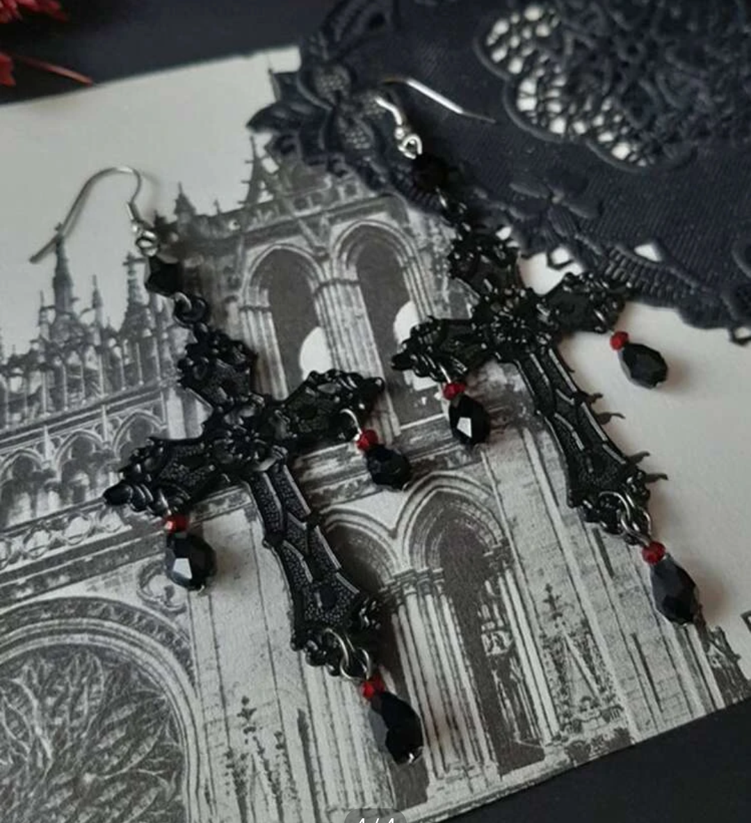 Gothic Victorian Cross Earrings