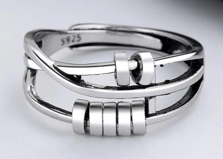 silver fidget spinner ring 925
